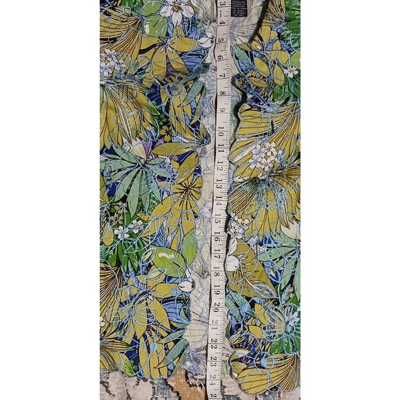 Trenz by Theresa Renz Womens L  Blue Green Cardigan All Over Floral Y2K Vintage - Picture 4 of 8
